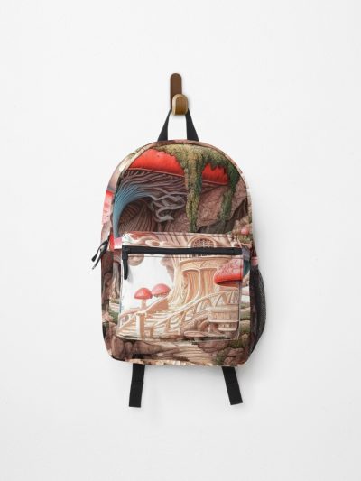 Red Shroom Castle In The Sky | Mushroom Core | Prompt Art | Ai Gen Backpack Official Anime Backpack Merch