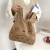 Cartoon Totoro Embroidery Lamb Fabric Handbag for Women Girls Japan INS Shoulder Bag Tote Bag Soft 3 - Anime Backpack Shop