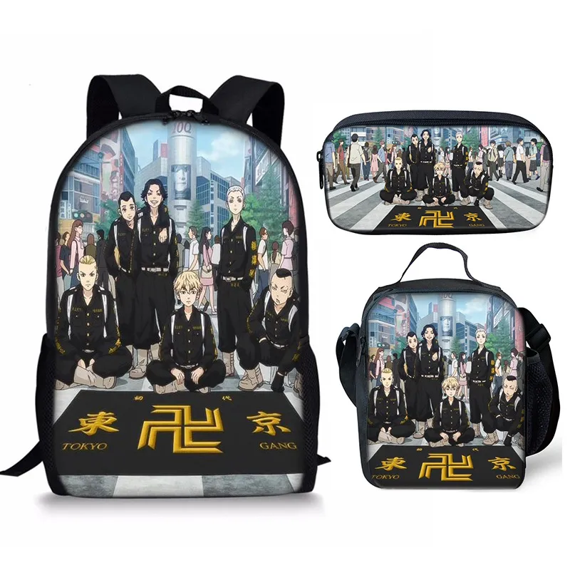 Classic Trendy Funny Tokyo Revengers 3D Print 3pcs Set pupil School Bags Laptop Daypack Backpack Lunch - Anime Backpack Shop